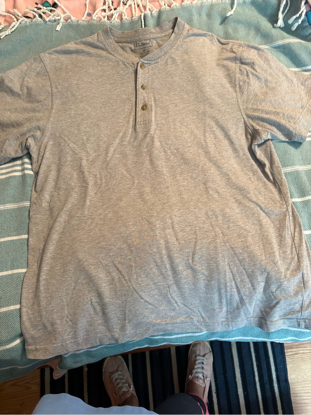 L.L. Bean Light Gray Short Sleeve Henley